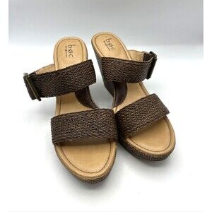 Born Concepts Womens Size 9 Woven Dual Strap Wedge Slip-On Sandals Tan/Brown